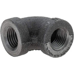 Value Collection - Size 1/4", Class 150, Malleable Iron Black Pipe 90° Elbow - 150 psi, Threaded End Connection - Exact Tool & Supply