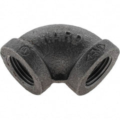 Value Collection - Size 1/2", Class 150, Malleable Iron Black Pipe 90° Elbow - 150 psi, Threaded End Connection - Exact Tool & Supply