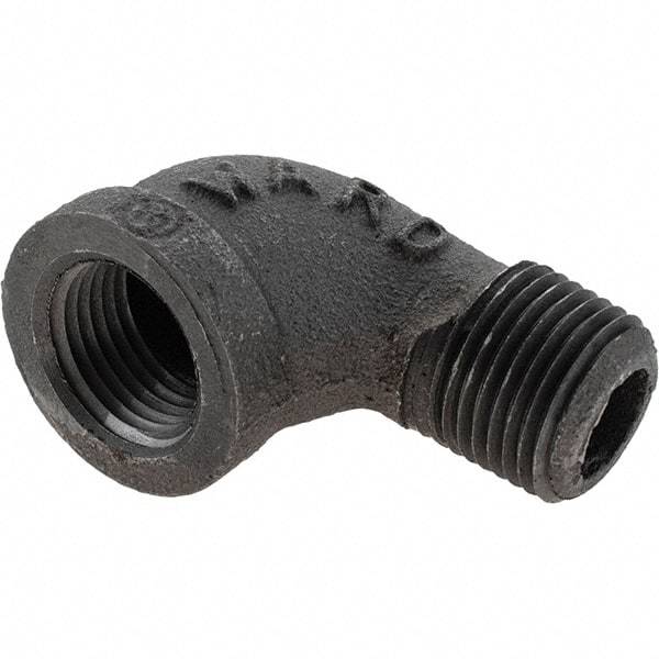 Value Collection - Size 1/2", Class 150, Malleable Iron Black Pipe 90° Street Elbow - 150 psi, Threaded End Connection - Exact Tool & Supply