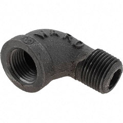 Value Collection - Size 1/2", Class 150, Malleable Iron Black Pipe 90° Street Elbow - 150 psi, Threaded End Connection - Exact Tool & Supply
