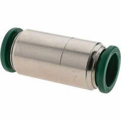 Parker - 1/2" Outside Diam, Nickel Plated Brass Push-to-Connect Tube Union - 300 Max psi, Tube to Tube Connection, Nitrile O-Ring - Exact Tool & Supply