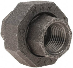 Value Collection - Size 1/2", Class 150, Malleable Iron Black Pipe Union - 150 psi, Threaded End Connection - Exact Tool & Supply