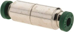 Parker - 1/8" Outside Diam, Nickel Plated Brass Push-to-Connect Tube Union - 300 Max psi, Tube to Tube Connection, Nitrile O-Ring - Exact Tool & Supply