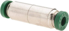 Parker - 5/32" Outside Diam, Nickel Plated Brass Push-to-Connect Tube Union - 300 Max psi, Tube to Tube Connection, Nitrile O-Ring - Exact Tool & Supply