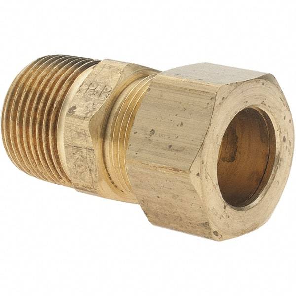 Parker - 3/4" OD, Brass Male Connector - 100 Max Working psi, Comp x MNPT Ends - Exact Tool & Supply