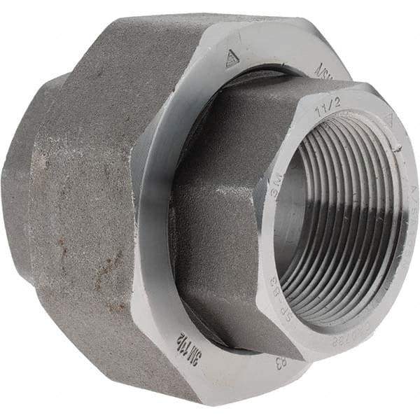 Value Collection - Size 1-1/2", Class 3,000, Forged Carbon Steel Black Pipe Union - NPT End Connection - Exact Tool & Supply