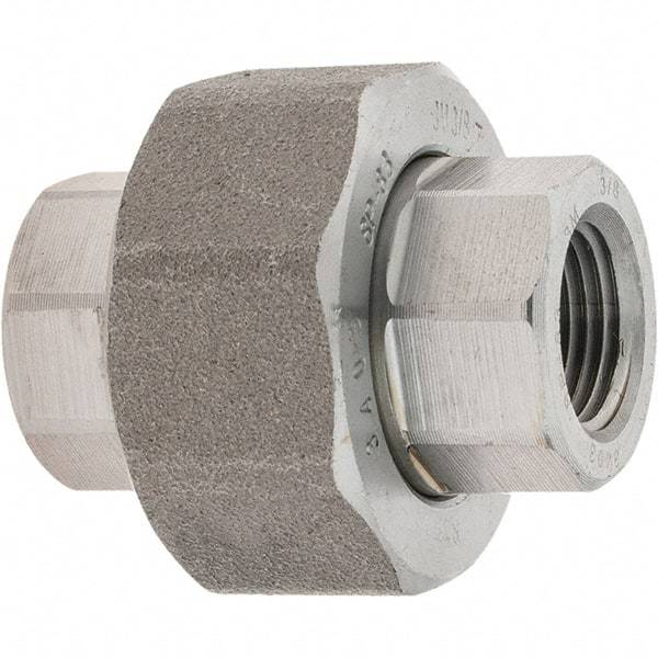 Value Collection - Size 3/8", Class 3,000, Forged Carbon Steel Black Pipe Union - NPT End Connection - Exact Tool & Supply