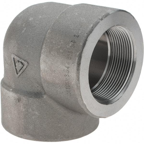 Value Collection - Size 2", Class 3,000, Forged Carbon Steel Black Pipe 90° Elbow - NPT End Connection - Exact Tool & Supply