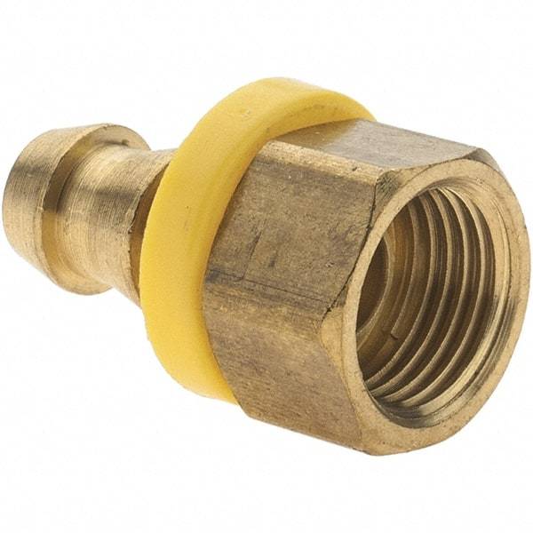 Value Collection - 3/8" ID 3/8 UNF Barbed Push On Inverted Female Rigid Fitting - Brass - Exact Tool & Supply