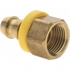 Value Collection - 3/8" ID 3/8 UNF Barbed Push On Inverted Female Rigid Fitting - Brass - Exact Tool & Supply