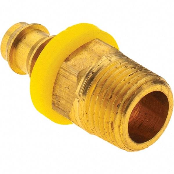 Value Collection - 3/8" ID 3/8 NPT Barbed Push On Male Fitting - Brass - Exact Tool & Supply