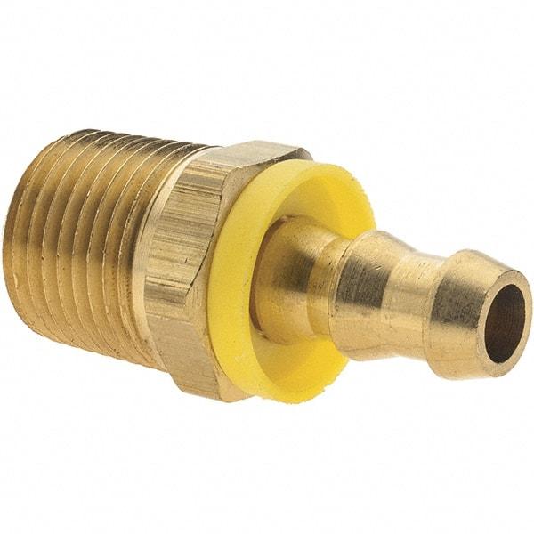 Value Collection - 3/8" ID 1/2 NPT Barbed Push On Male Fitting - Brass - Exact Tool & Supply