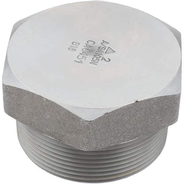 Value Collection - Size 2", Class 3,000, Forged Carbon Steel Black Pipe Hex Plug - NPT End Connection - Exact Tool & Supply