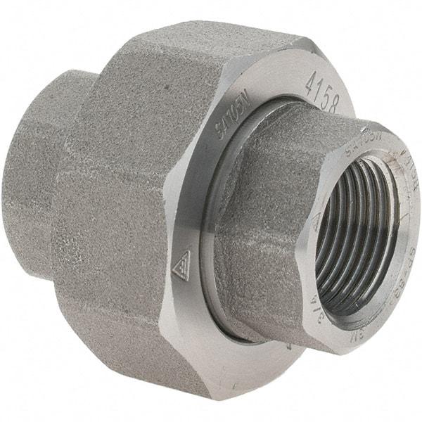 Value Collection - Size 3/4", Class 3,000, Forged Carbon Steel Black Pipe Union - NPT End Connection - Exact Tool & Supply