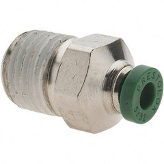 Parker - 5/32" Outside Diam, 1/4 NPTF, Nickel Plated Brass Push-to-Connect Tube Male Connector - 300 Max psi, Tube to Male NPT Connection, Nitrile O-Ring - Exact Tool & Supply
