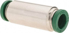 Parker - 5/16" Outside Diam, Nickel Plated Brass Push-to-Connect Tube Union - 300 Max psi, Tube to Tube Connection, Nitrile O-Ring - Exact Tool & Supply