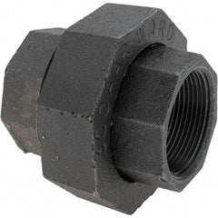 Value Collection - Size 1-1/2", Class 300, Malleable Iron Black Pipe Union - 300 psi, Threaded End Connection - Exact Tool & Supply