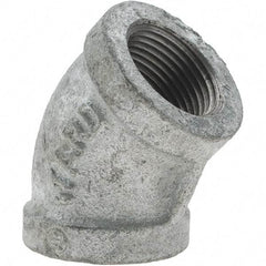 Value Collection - Class 150, 3/4" Galvanized Pipe 45° Elbow - Threaded, Malleable Iron - Exact Tool & Supply
