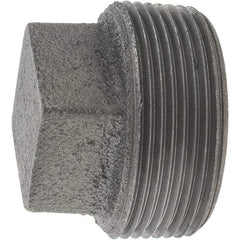 Value Collection - Size 1-1/2", Class 150, Malleable Iron Black Pipe Square Plug - 150 psi, Threaded End Connection - Exact Tool & Supply