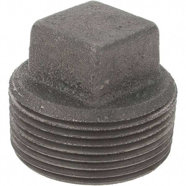 Value Collection - Size 1-1/4", Class 150, Malleable Iron Black Pipe Square Plug - 150 psi, Threaded End Connection - Exact Tool & Supply