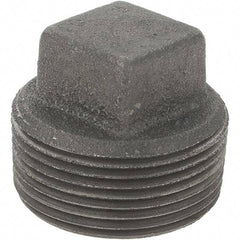 Value Collection - Size 1-1/4", Class 150, Malleable Iron Black Pipe Square Plug - 150 psi, Threaded End Connection - Exact Tool & Supply