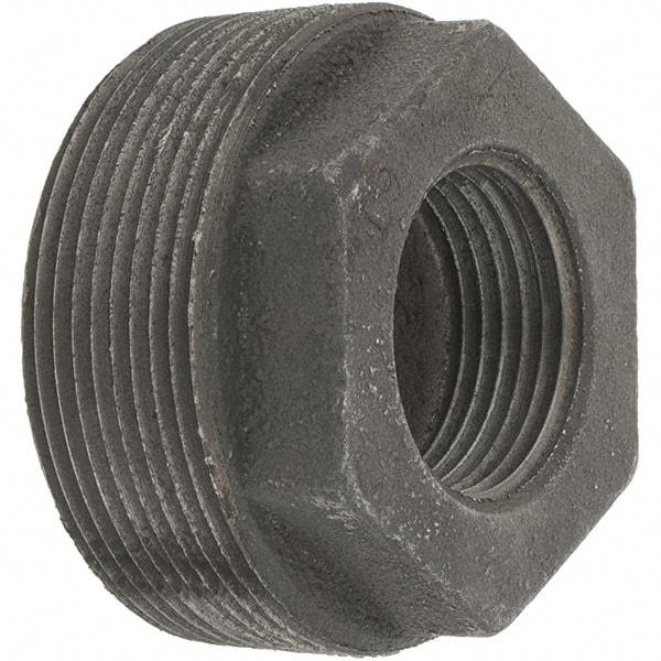 Value Collection - Size 2 x 1", Class 150, Malleable Iron Black Pipe Hex Bushing - 150 psi, Threaded End Connection - Exact Tool & Supply