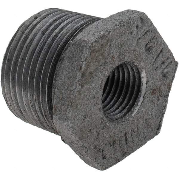 Value Collection - Size 3/4 x 1/4", Class 150, Malleable Iron Black Pipe Hex Bushing - 150 psi, Threaded End Connection - Exact Tool & Supply