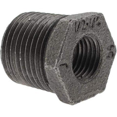 Value Collection - Size 1/2 x 1/4", Class 150, Malleable Iron Black Pipe Hex Bushing - 150 psi, Threaded End Connection - Exact Tool & Supply