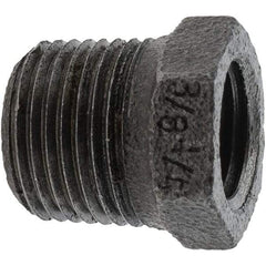Value Collection - Size 3/8 x 1/4", Class 150, Malleable Iron Black Pipe Hex Bushing - 150 psi, Threaded End Connection - Exact Tool & Supply