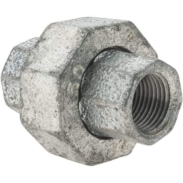 Value Collection - Class 150, 3/8" Galvanized Pipe Union - Threaded, Malleable Iron - Exact Tool & Supply