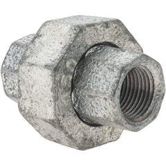 Value Collection - Class 150, 3/8" Galvanized Pipe Union - Threaded, Malleable Iron - Exact Tool & Supply