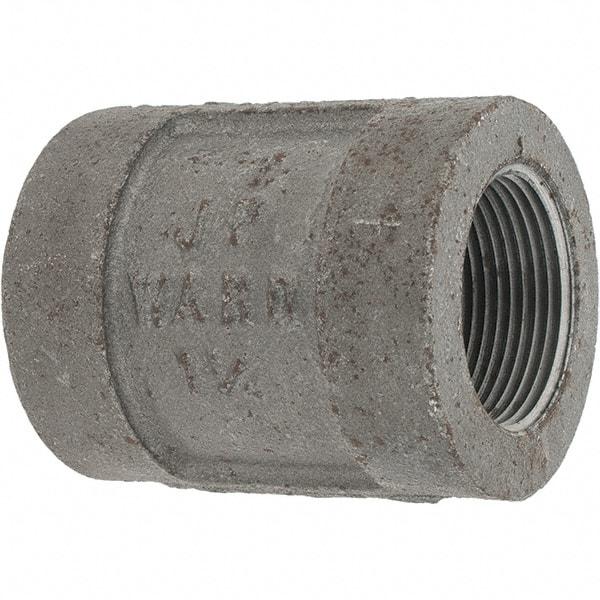 Value Collection - Size 1-1/4", Class 300, Malleable Iron Black Pipe Coupling - 300 psi, Threaded End Connection - Exact Tool & Supply