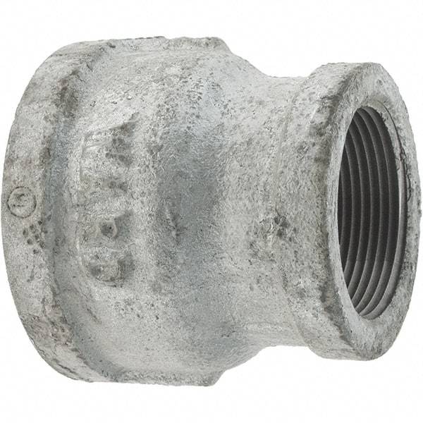 Value Collection - Class 150, 2 x 1-1/2" Galvanized Pipe Reducing Coupling - Threaded, Malleable Iron - Exact Tool & Supply