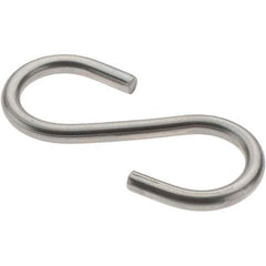 Value Collection - 304 Stainless Steel Uncoated S-Hook - 26 Lb Capacity, 0.148" Wire, 2" OAL - Exact Tool & Supply