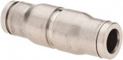Parker - 1/4" Outside Diam, Nickel Plated Brass Push-to-Connect Tube Union - 435 Max psi, Tube to Tube Connection, FKM O-Ring - Exact Tool & Supply
