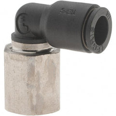 Parker - 1/4" Outside Diam, 1/8 NPT, Nylon Push-to-Connect Tube Female Elbow - 290 Max psi - Exact Tool & Supply