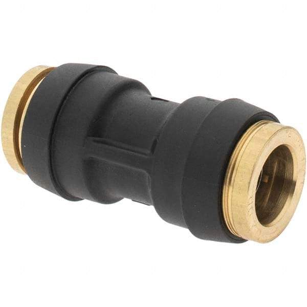 Parker - 1/2" Outside Diam, Brass Push-to-Connect Tube Union - 250 Max psi, Tube to Tube Connection - Exact Tool & Supply