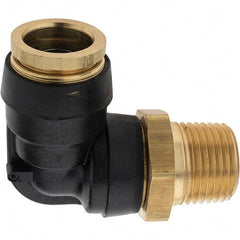 Parker - 5/8" Outside Diam, 1/2 Thread, Brass Push-to-Connect Tube Male Elbow - 250 Max psi, Tube to Male NPT Connection - Exact Tool & Supply