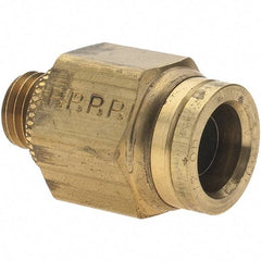 Parker - 1/2" Outside Diam, M12 Metric, Brass Push-to-Connect Tube Connector - 250 Max psi, Tube to Metric Thread Connection, Buna-N O-Ring - Exact Tool & Supply