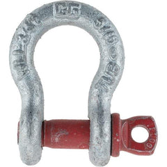 Value Collection - 5/16" Nominal Chain Size, 0.75 Ton Steel Screw Anchor Shackle - Exact Tool & Supply