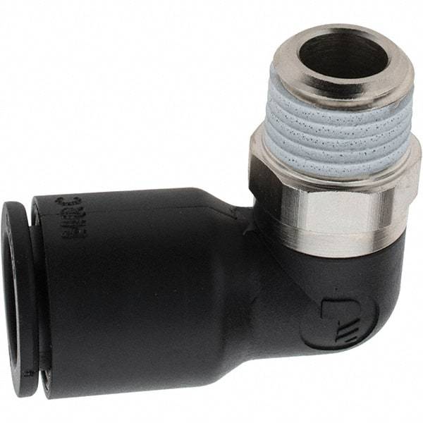 Parker - 12mm Outside Diam, 1/4 BSPT, Nylon Push-to-Connect Tube Male Elbow - 290 Max psi - Exact Tool & Supply