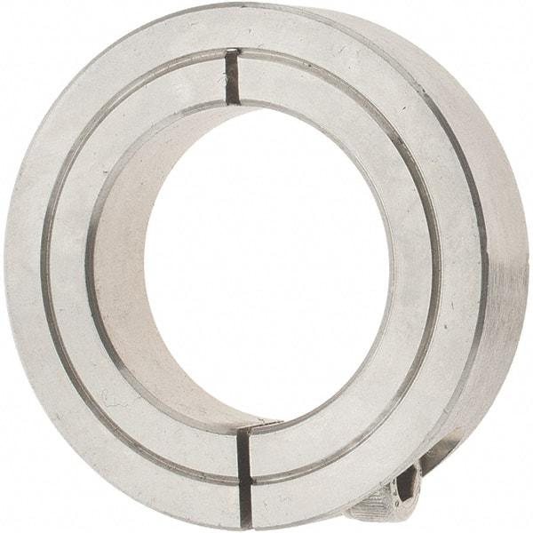 Value Collection - 1-1/4" Bore, Stainless Steel, One Piece Clamp Collar - 2-1/16" Outside Diam, 1/2" Wide - Exact Tool & Supply