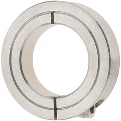Value Collection - 1-1/4" Bore, Stainless Steel, One Piece Clamp Collar - 2-1/16" Outside Diam, 1/2" Wide - Exact Tool & Supply