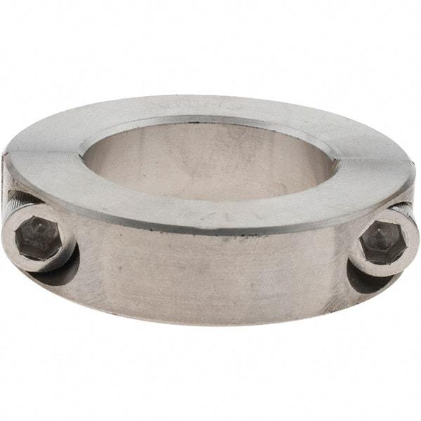 Value Collection - 1-1/4" Bore, Stainless Steel, Two Piece Shaft Collar - 2-1/16" Outside Diam, 1/2" Wide - Exact Tool & Supply