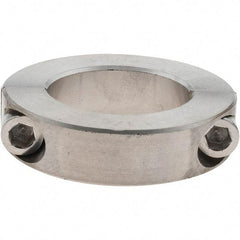 Value Collection - 1-1/4" Bore, Stainless Steel, Two Piece Shaft Collar - 2-1/16" Outside Diam, 1/2" Wide - Exact Tool & Supply