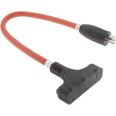 Value Collection - 2', 12/3 Gauge/Conductors, Orange Indoor & Outdoor Extension Cord - 15 Amps, 125 Volts, UL STW - Exact Tool & Supply