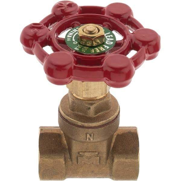 Value Collection - 1/4" Pipe, FNPT x FNPT Bronze Solid Wedge Gate Valve - 200 WOG, 125 WSP, For Use with Plumbing Application - Exact Tool & Supply