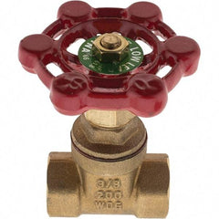 Value Collection - 3/8" Pipe, FNPT x FNPT Bronze Solid Wedge Gate Valve - 200 WOG, 125 WSP, For Use with Plumbing Application - Exact Tool & Supply