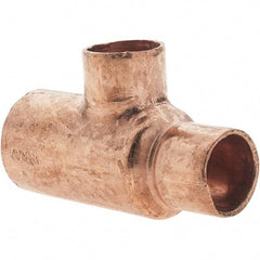 Value Collection - 3/4 x 1/2 x 1/2" Wrot Copper Pipe Reducing Tee - C x C x C - Exact Tool & Supply