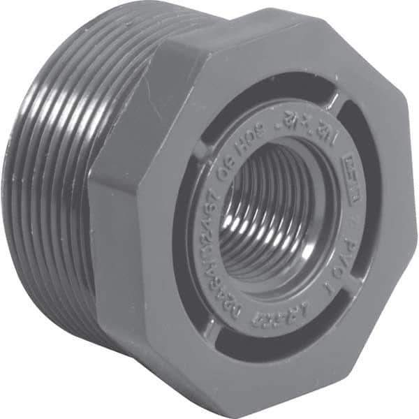 Value Collection - 1-1/2 x 1-1/4" PVC Plastic Pipe Bushing - MIPT x FIPT End Connections - Exact Tool & Supply